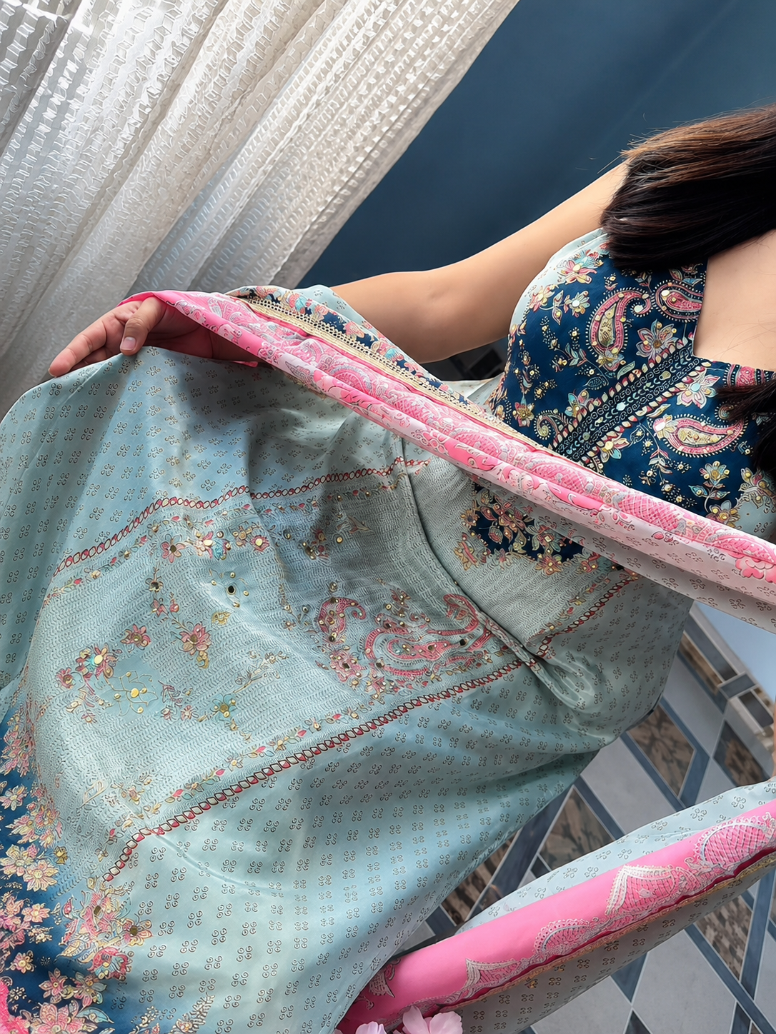 Elegant Floral Printed Kurta Pant Set with Designer Dupatta