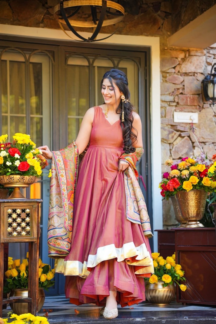 Festive Wear Mehendi Pink Kurti Sharara Set with Designer Dupatta