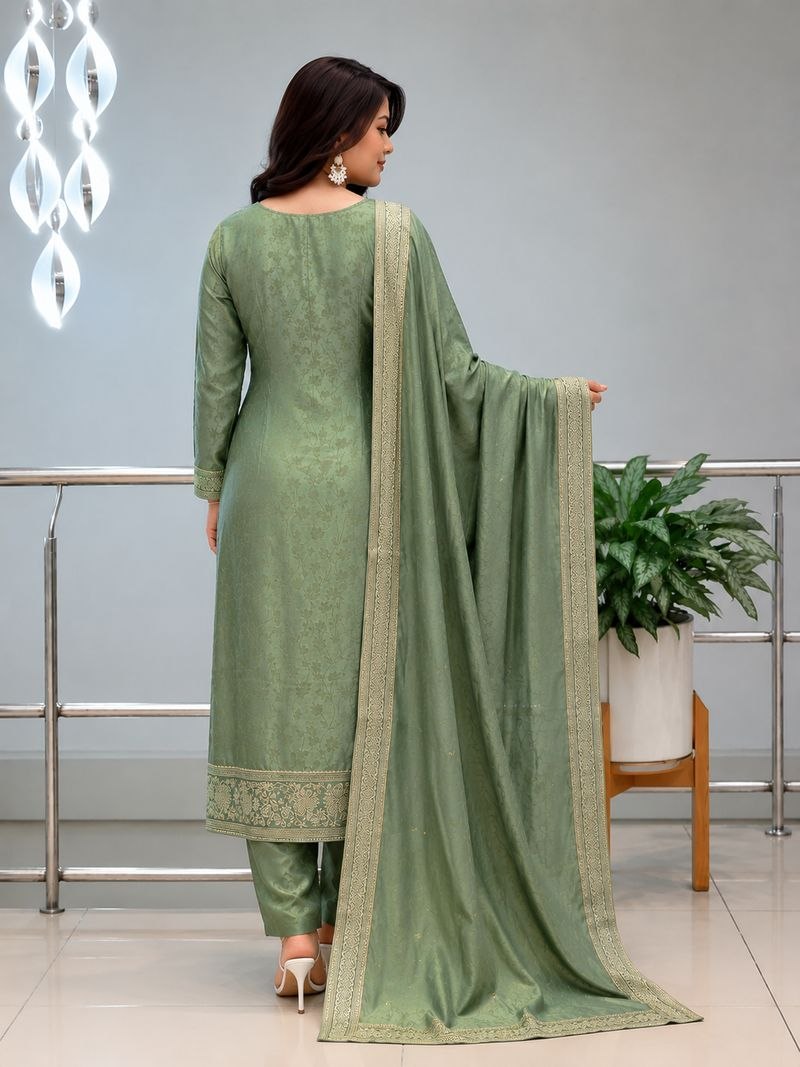 Special PURE MALAY GLASS TISSUE WITH KANJIVARAM HANDK WORK NACK 3 piece Set collection is Arrived