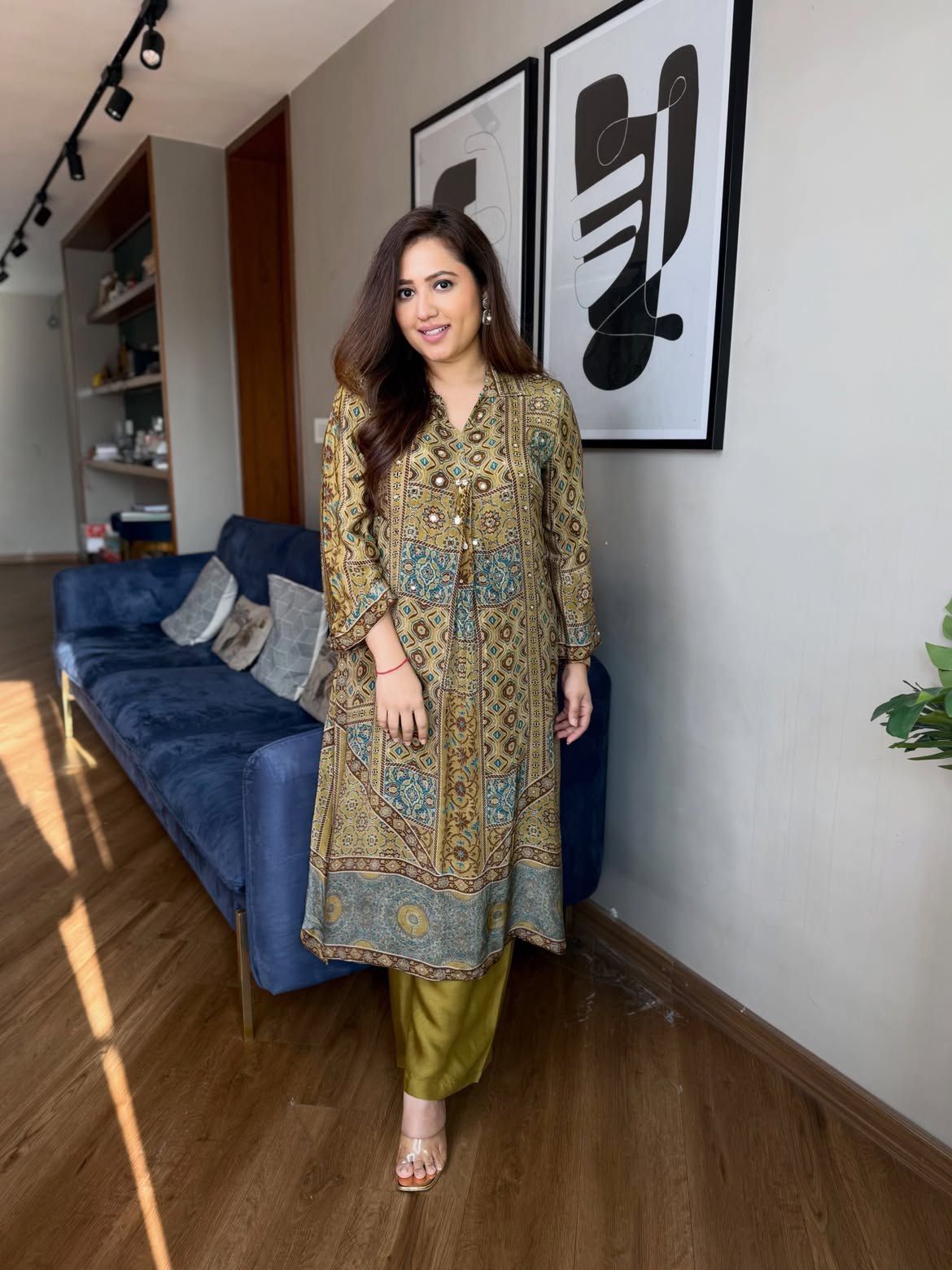 New Arrivals Pure Natural Crape Ajrakh Print Cord Set