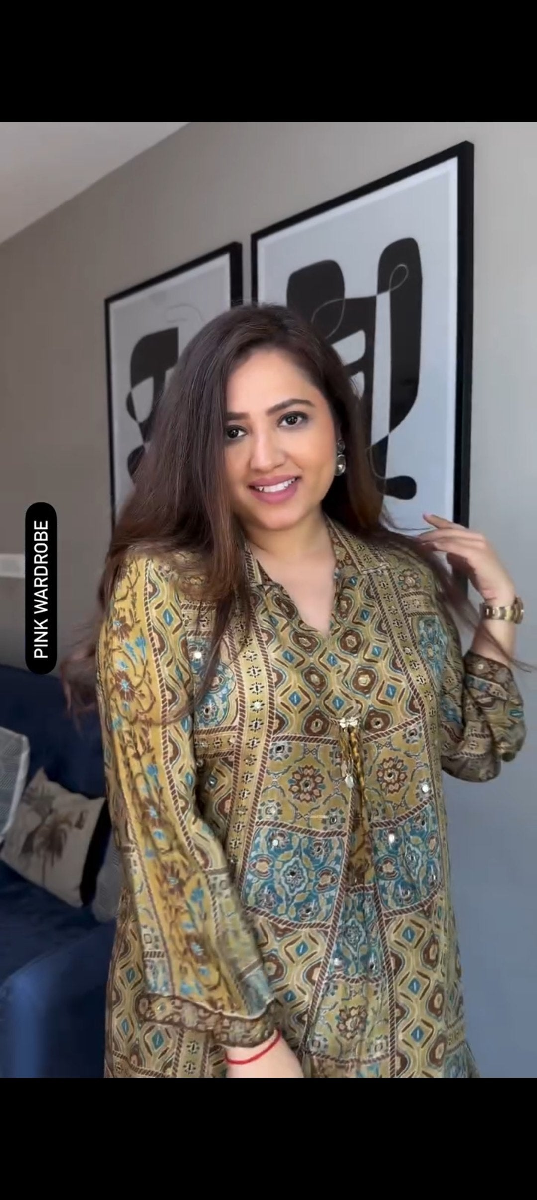 New Arrivals Pure Natural Crape Ajrakh Print Cord Set