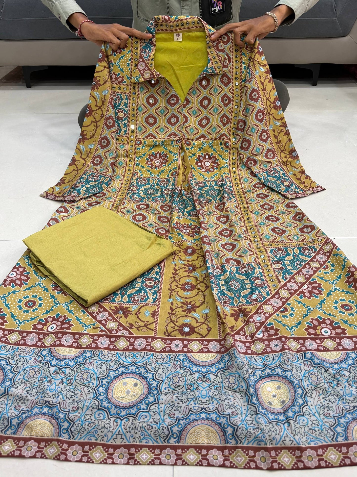 New Arrivals Pure Natural Crape Ajrakh Print Cord Set