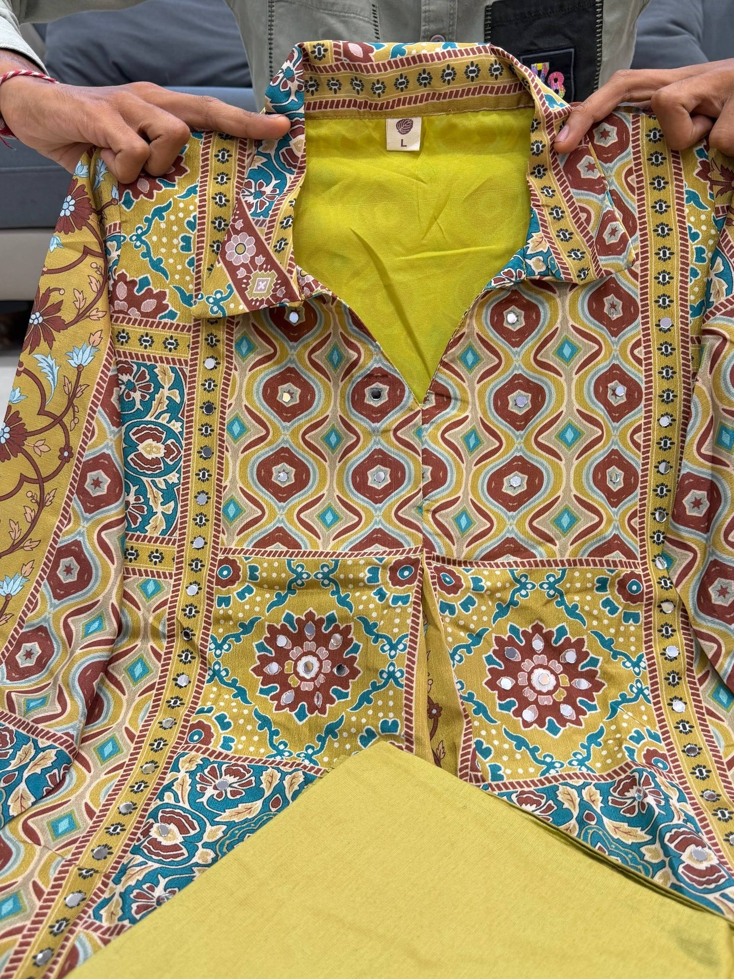 New Arrivals Pure Natural Crape Ajrakh Print Cord Set